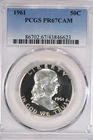 1961 Franklin Half Dollar Proof PCGS PR 67 CAM PF 67 CAMEO Frosty Silver Coin