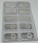 Sheet of 10 One Troy oz Silver Scottsdale Bars .999 Fine Silver 10 OZ -RARE