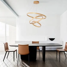 Modern LED Chandelier Crystal 3 Ring Adjustable Pendant Lighting Ceiling Fixture