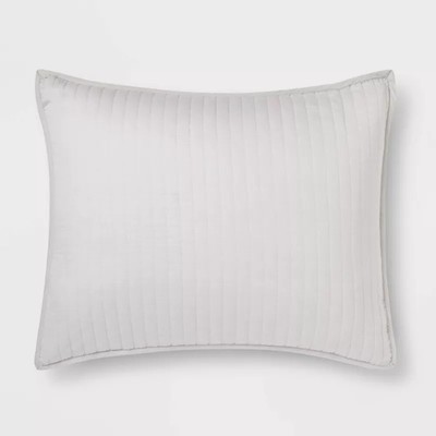 Washed Cotton Sateen Quilt Sham - Threshold -Light Gray/Standard