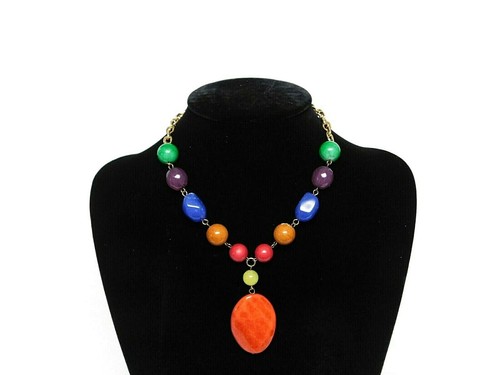 Bead Pendant Gold Tone Chain 