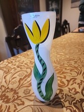 Kosta Boda Yellow Tulipa Tulip Vase Hand Painted  Signed Ulrica Hydman Vallien
