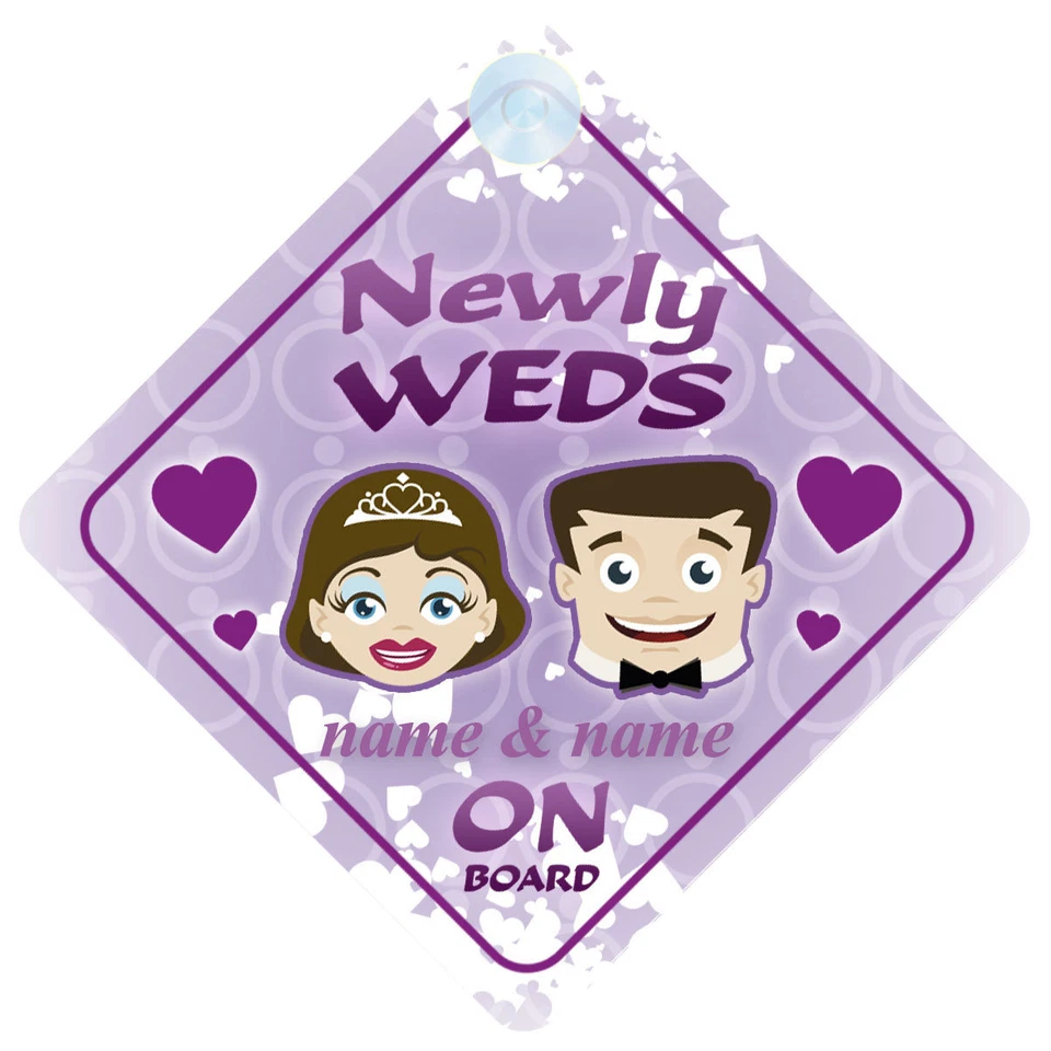 MYBABYONBOARD UK Letrero de coche recién bodas a bordo - regalo de boda