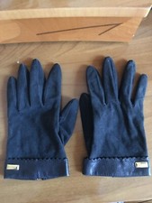 Guanti MOSCHINO vintage neri in camoscio e pelle taglia 7,5