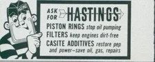 1966 Hastings Piston Rings Filters Casite Additives Hat Ad SP23