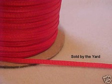 RED Ribbed Polyester Ribbon in 1/8 Inch / 3mm Width - SOLD BY THE YARD