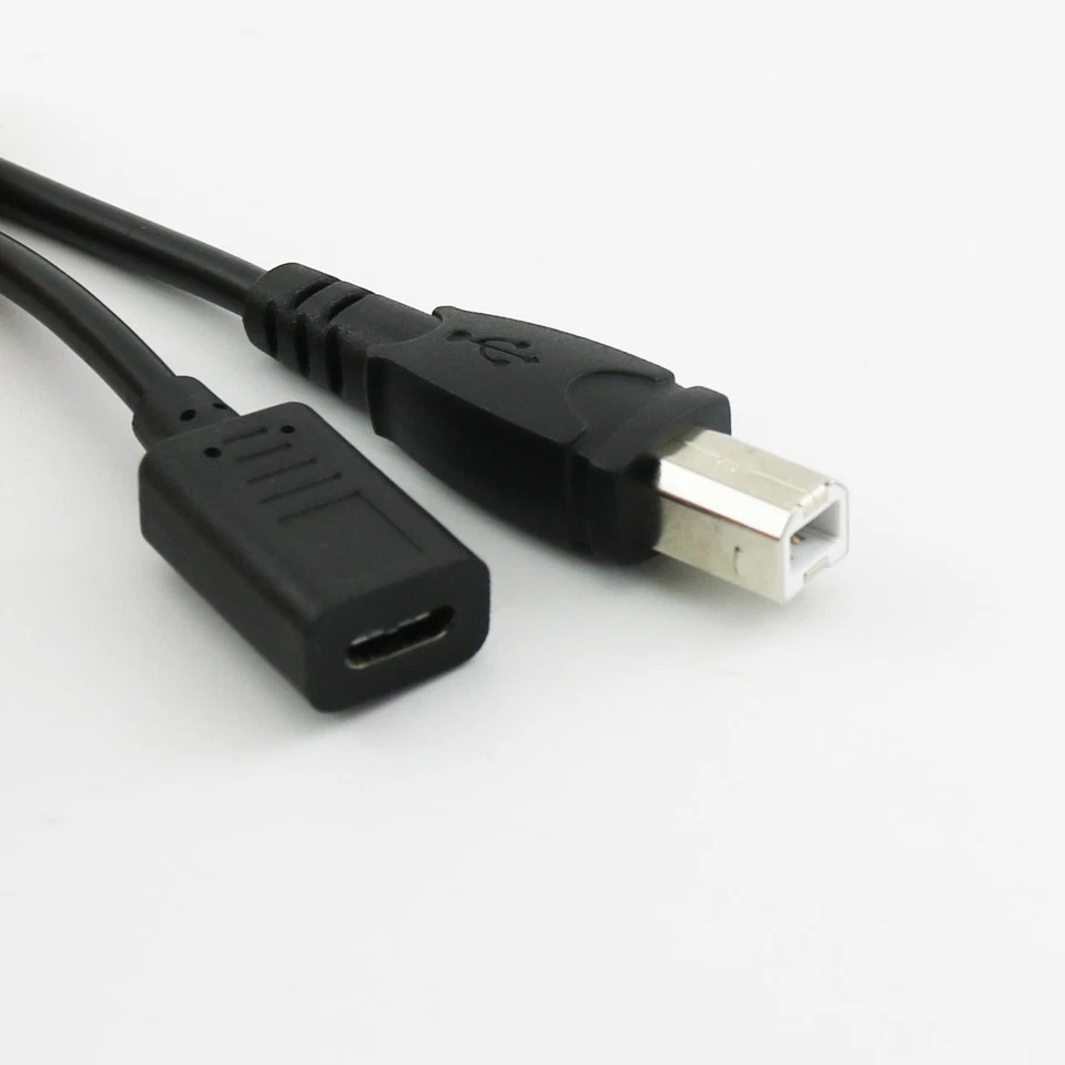 USB 3.1 Type C Female to USB 2.0 B Male Printer Scanner Data Connector Cable 1ft - Image 3 of 4