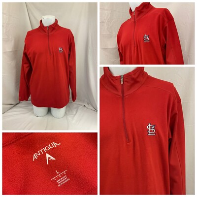 St. Louis Cardinals Antigua Fleece Pullover L Men Red ¼ Zip Poly YGI Q2-96