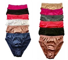 6 PRETTY SATIN BIKINIS Style PANTIES Womens Under 38306M Coco Multi-Color M