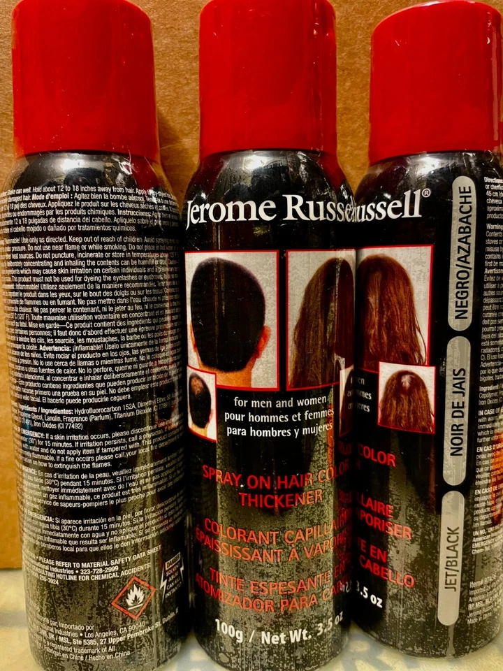 ESPESANTE DE COLOR DE CABELLO JEROME RUSSELL JET/NEGRO SPRAY 3,5 OZ 3 LATAS Foto 2 de 2