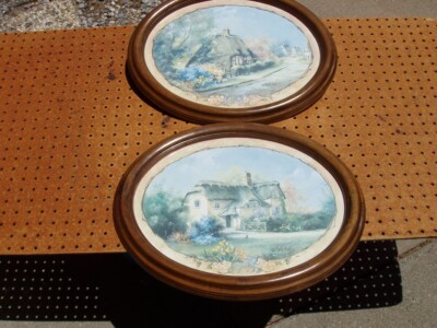 2 MARTY BELL LTD EDITION SIGNED PRINTS SUNRISE THATCH + BROUGHTON VILLAGE OVAL