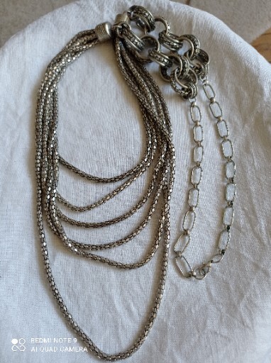 Retro Statement Silver Tone Mesh Multistrand Chun… - image 7