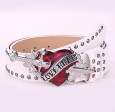 Vintage Y2K Love Hearts Belt Black White Women Men