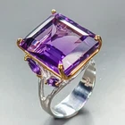 Jewellery 24 ct+ Natural Amethyst Ring 925 Sterling Silver Size 8 /R465049