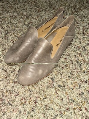 Lucky Brand LK-Cahill Women's Shoes 8M Grey Leather Slip On Casual Flat Loafer