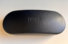 HUGO BOSS Sunglasses Eyeglasses Black Leather Clamshell Case with Cleaning Cloth