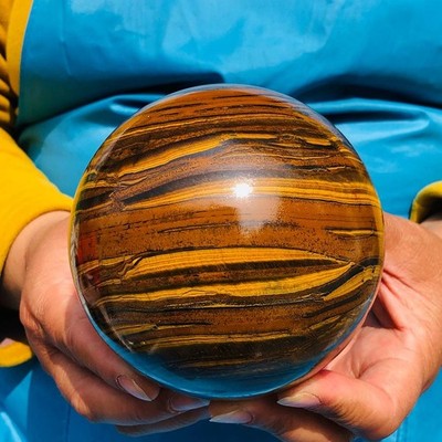 Rare  3.65 LB Natural Tiger's Eye Sphere Tumbled Tiger's Eye Ball Healing 4204