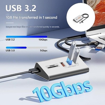 Portable USB C Hubs USB 3.2 Gen2 10Gbps Multiple Interfaces Adapter Card Reader