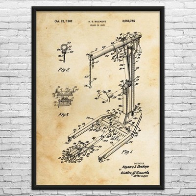 Engine Lift Patent Wall Art: Body Shop Art, Mechanic Gift, Gearhead Gift
