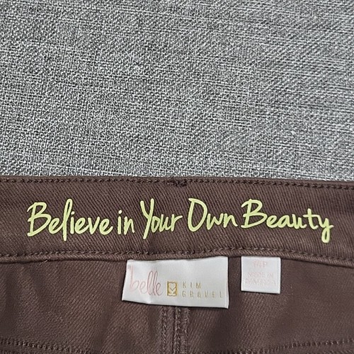Belle by Kim Gravel Flexibelle Boot Cut Jeans w Pockets Petite Size 14P Espresso - Picture 8 of 12