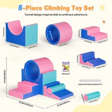 5pc Toddler Foam Play Set Soft Climbing Blocks Mat Active Kids Crawl Exploration
