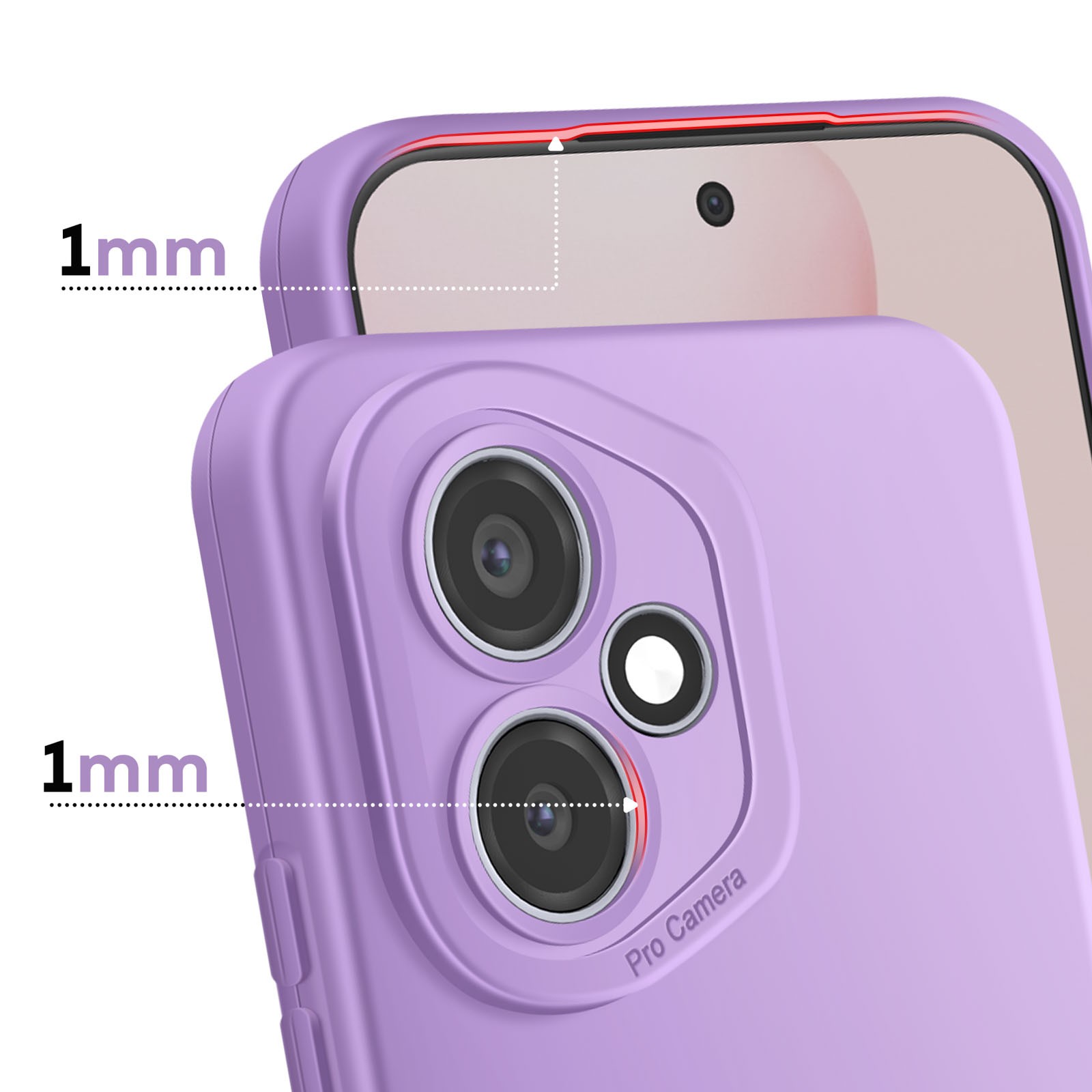 Évitez les rayures d'objectif avec la coque silicone Honor 200 violette