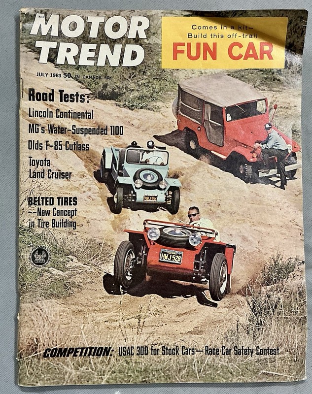 Motor Trend July 1963 KL474 Lincoln Continental F-85 Land Cruiser Dune Buggy