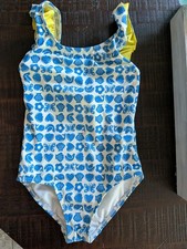 Mini Boden Girls Seashell Sea Life One Piece Ruffled Swimsuit Size 4-5 y