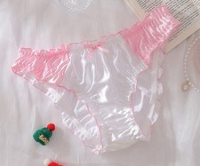 Girls 12 years Silky White Satin Frilly Brief Knickers - Generous up to 43" MAX