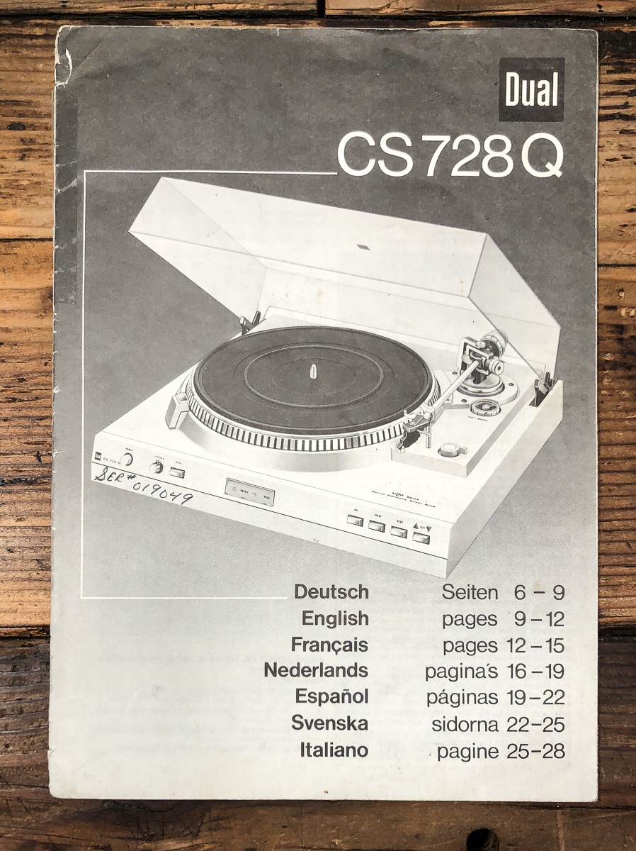 Dual  CS728Q Record Player / Turntable Owners / User Manual *Original*
