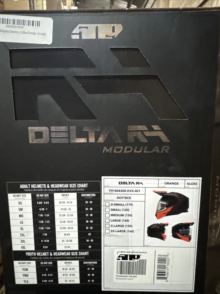 Casco de moto de nieve 509 Delta R4 Ignite con protector térmico (naranja brillante) XL Foto 4 de 4