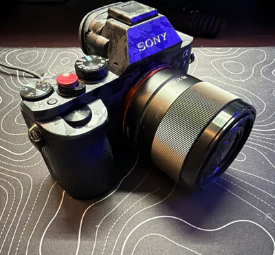 Sony Alpha 7 Mark 1 in protective skin with Sony 28mm f2 (SEL28F20)
