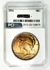 1924  Gem BU +++ Peace Dollar Beautiful Rainbow Toned Obverse