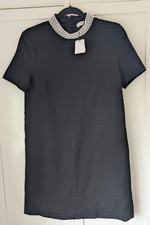 Black Mango sz 10 Formal Dress with Bead embellishment to collar - NEW WITH TAGS