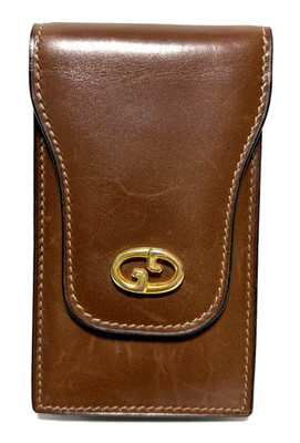 Gucci old gucci cigarette case card case leather brown pre-owned made in Italy