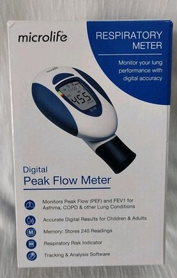 Microlife Digital Peak Flow & FEV1 Meter Early Detection Spirometer Asthma (New)