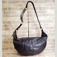 Yves Saint Laurent Rive Gauch MOMBASA Dark Brown Leather Hobo Shoulder Bag 95343