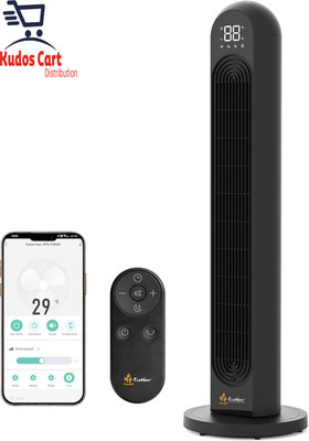 EcoNour 42'' Smart Turmventilator oszillierend recht kühlend Fernbedienung 2 Geschwindigkeiten Timer schwarz
