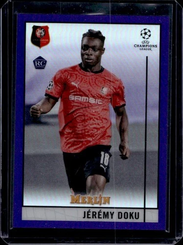 2020-21 Topps Merlin Chrome UEFA Jeremy Doku RC Purple Rookie #/299