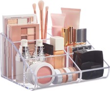 STORi Clear Plastic Vanity Makeup Organizer  6-Compartment Holder for Brushes,
