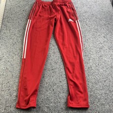 Adidas AEROREADY Red Track Pants 3 Stripe Athletic Joggers Mens Medium