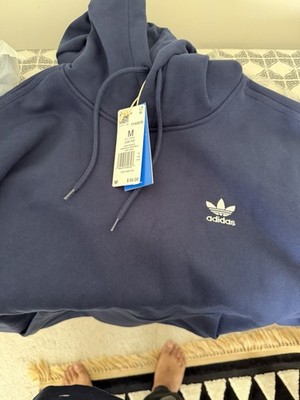 adidas Originals Men's Blue Fleece Pullover Hoodie Trefoil Logo Size M IY4929