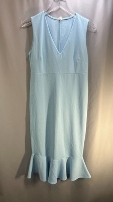 Pinkblush Maternity Midi Dress Womens Medium Blue Mermaid Hem Sleeveless V Neck
