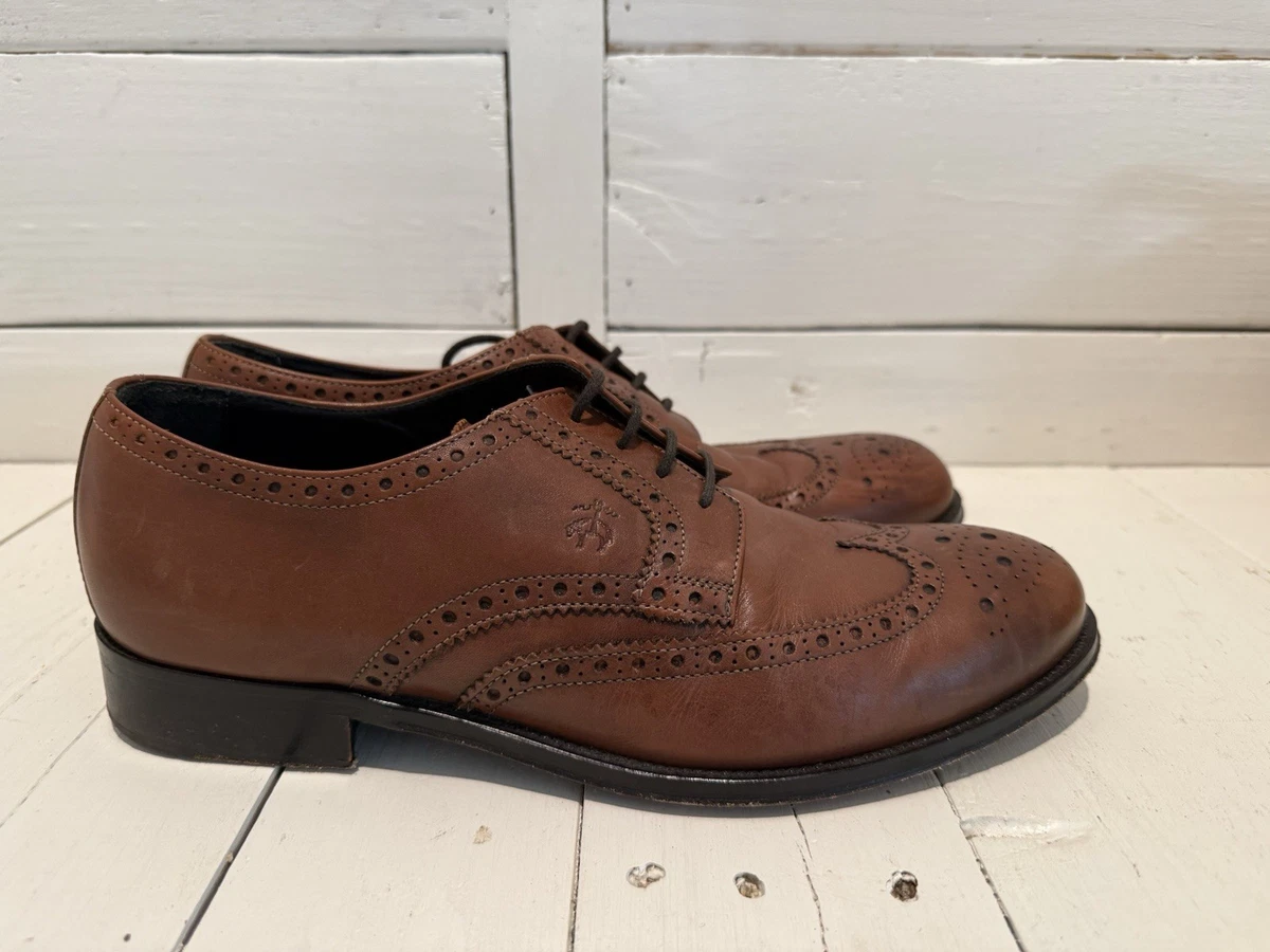 Brooks Brothers Made In Italy Wingtip Shoes Dark Brown Brogue Leather Lace Brooks Brothers Brown Wingtip Dress Shoes for Men for sale  main image 3