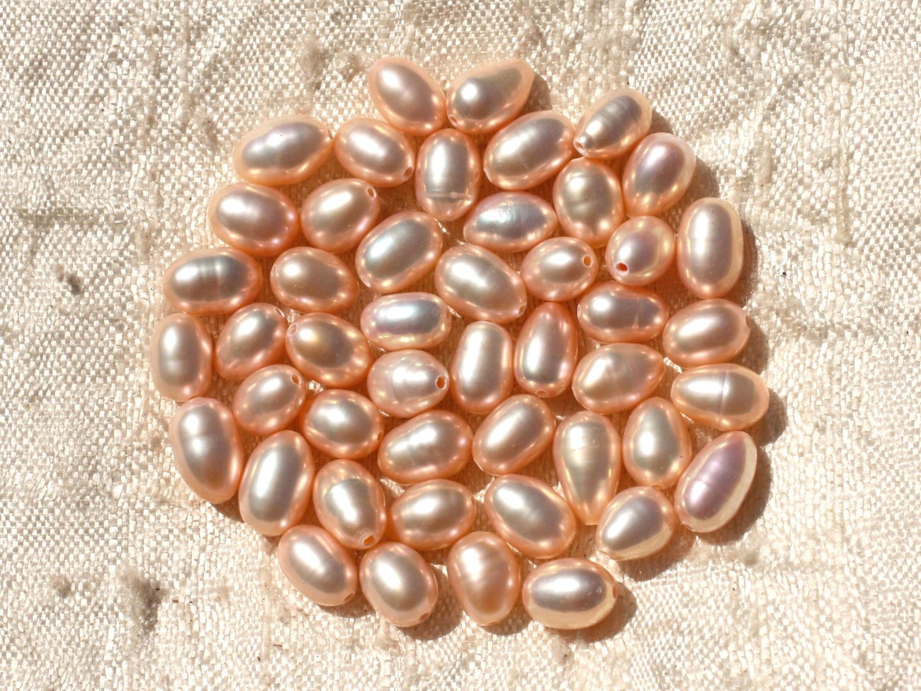 Perles naturelles ovales de culture d'eau douce éclat de nacre authentique 6mm