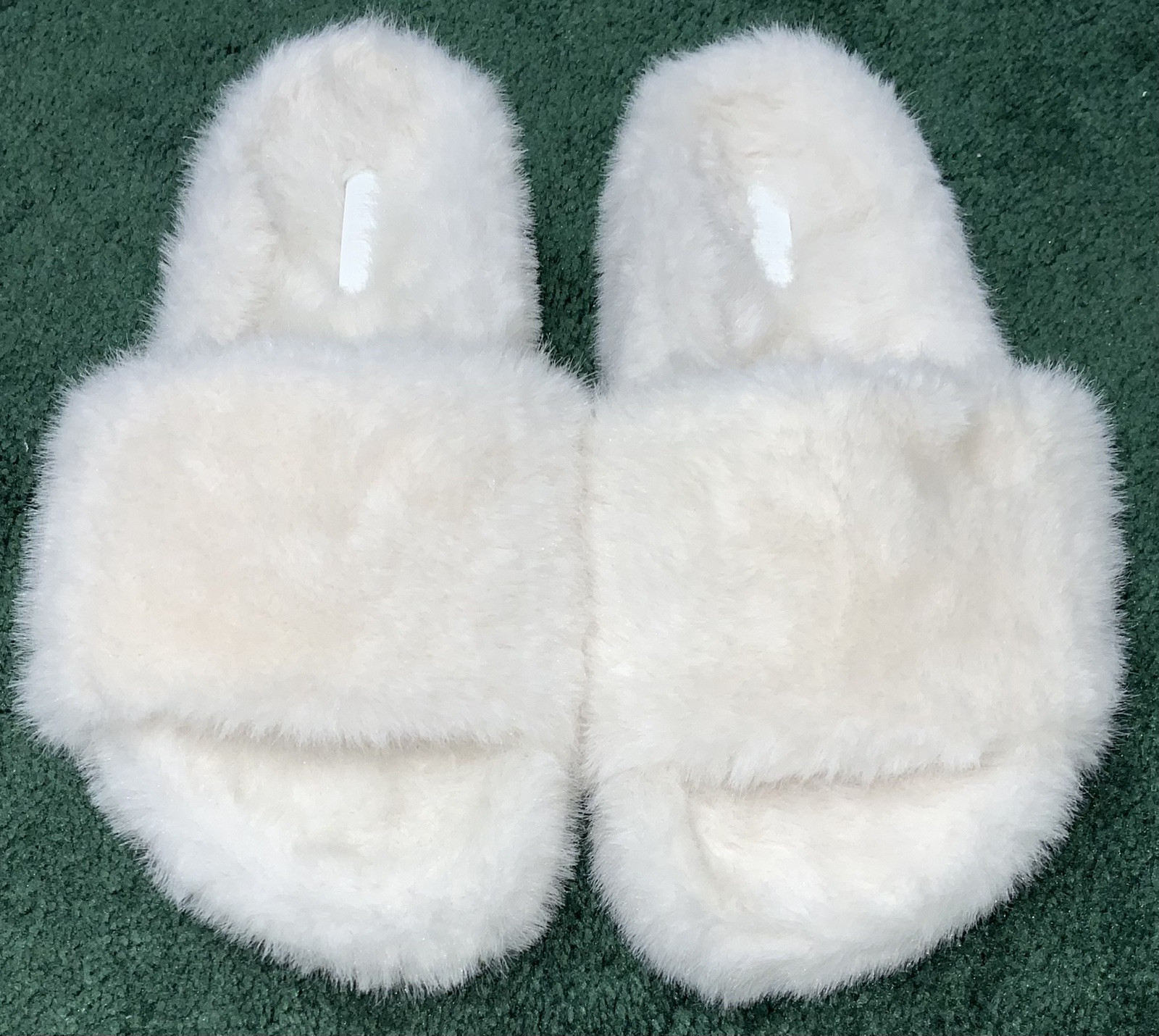 SAOLA Forever 21 Ciabatte Donna Taglia M Fuzzy Slide Avorio Morbida Pelliccia Ecopelliccia con Suola Rigida