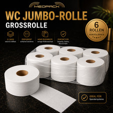 6 Rollen WC Papier Jumbo 2 lagig Zellstoff hochwei&szlig; | Toilettenpapier Klopapier