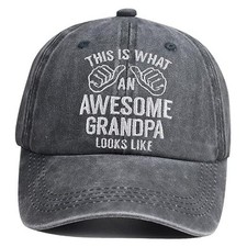 Grandpa Hats for Men, Adjustable Embroidered Wash One Size Embroidered Black