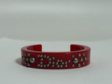 Vtg Christian Dior by John Galliano Red Lucite Logo Cuff