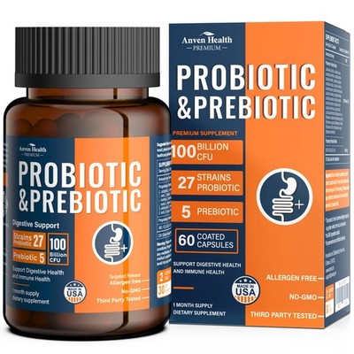 100 Billion Probiotics for Men and Women 27 Strains 5 Organic Prebiotics for ...